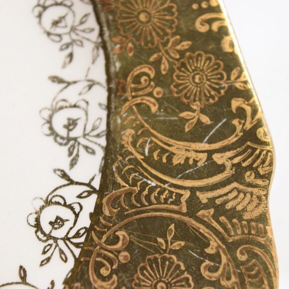 2 VTG Courting Couple Bread & Butter Dessert Plates Square 22 KT Gold Trim 6.5" - Picture 7 of 16